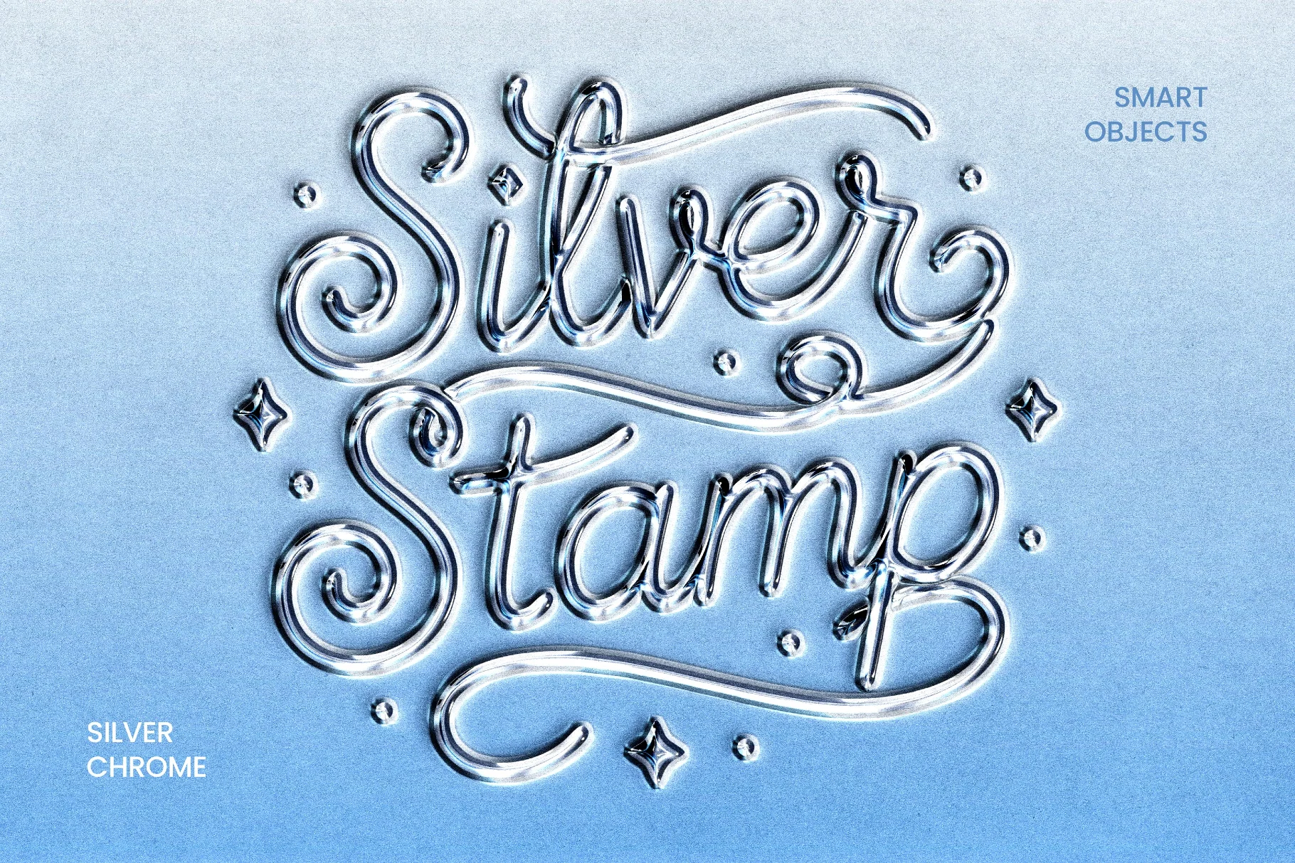 Silver Stamp Chrome Text Effect