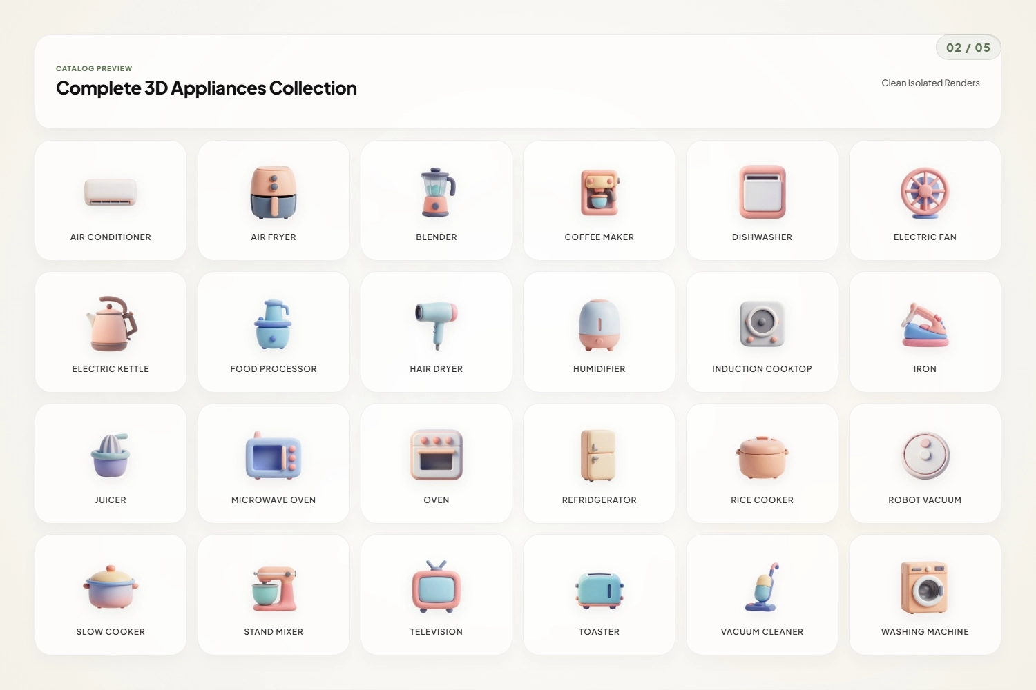 3D Home Appliance Icons