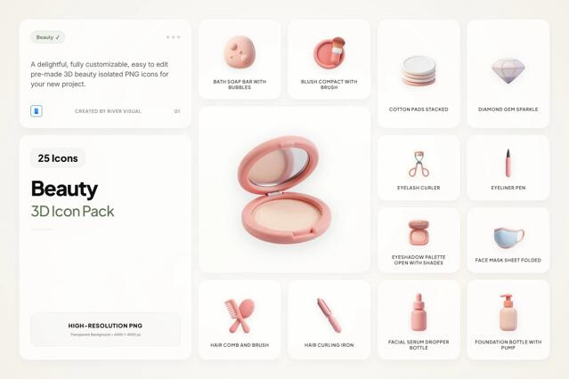 3D Beauty Icons Pack