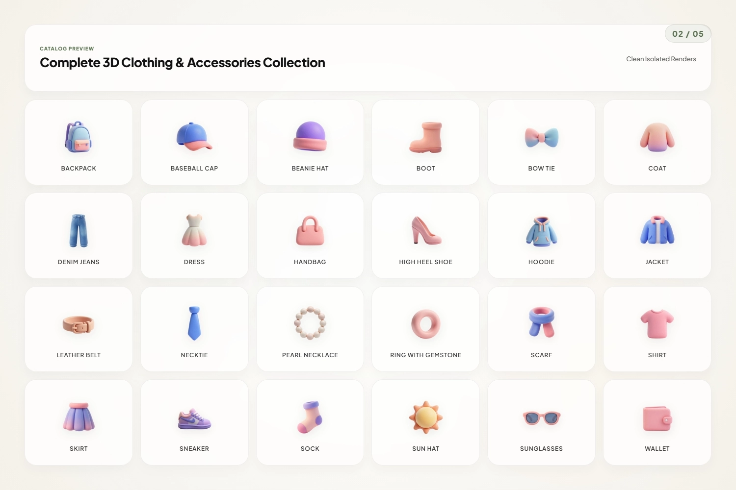 3D Clothing & Accessory Icons