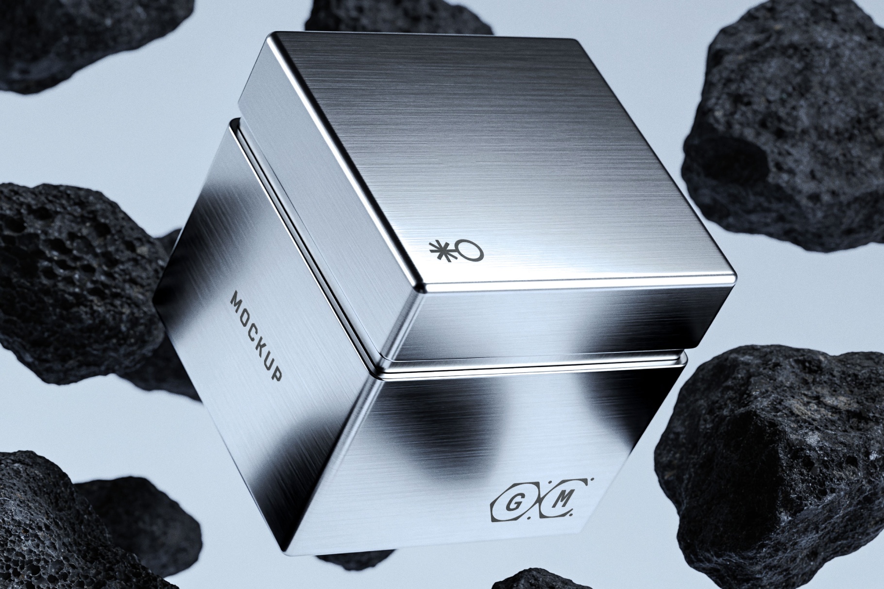 Square Metallic Box Mockup