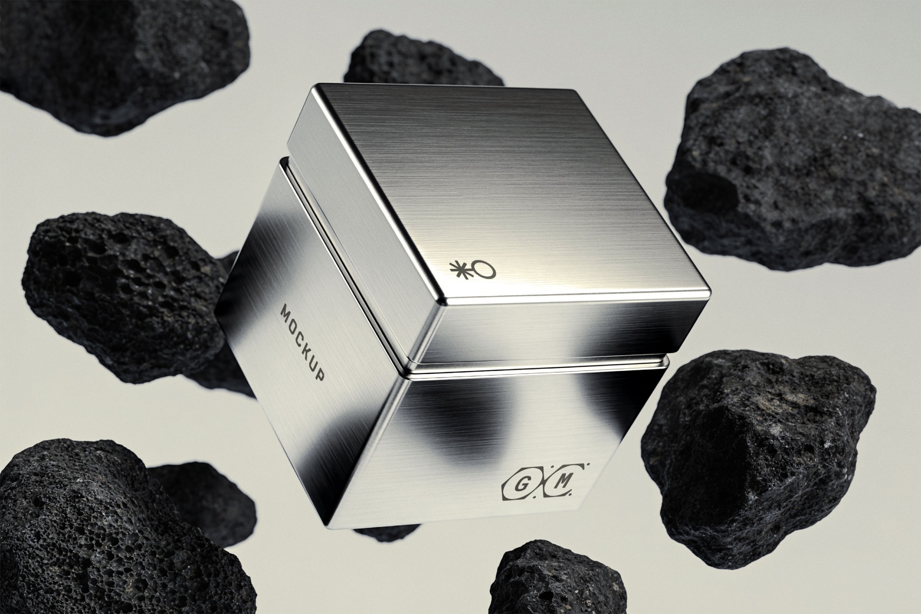 Square Metallic Box Mockup