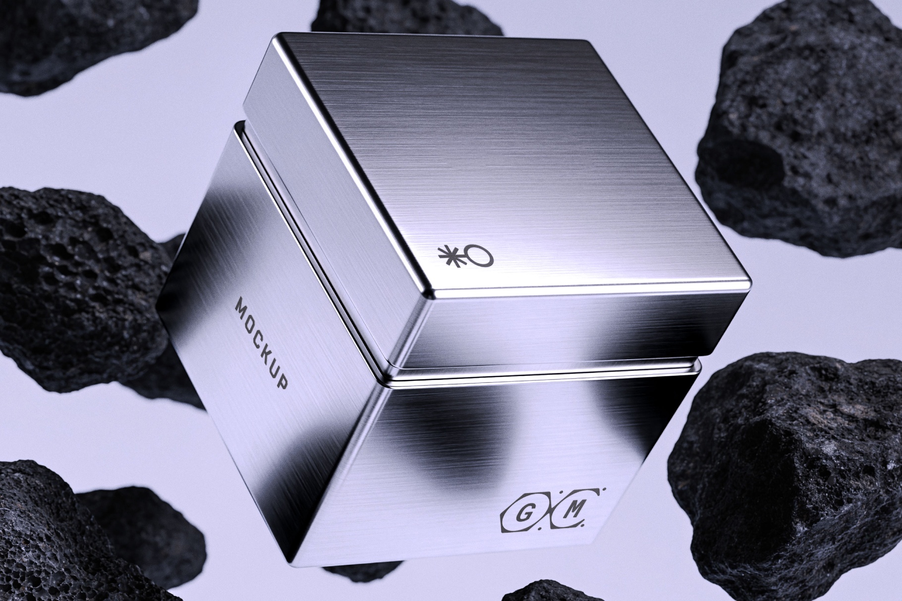 Square Metallic Box Mockup