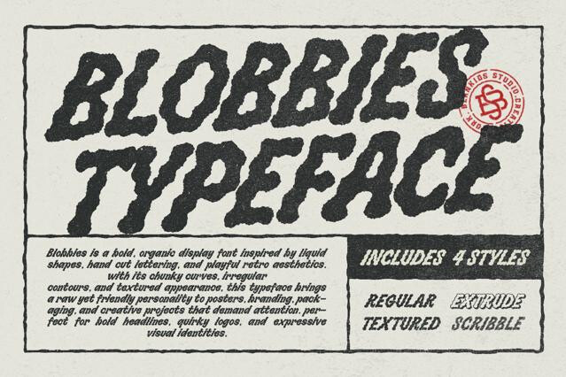 Bloobies –  Distressed Hand Drawn Display Font