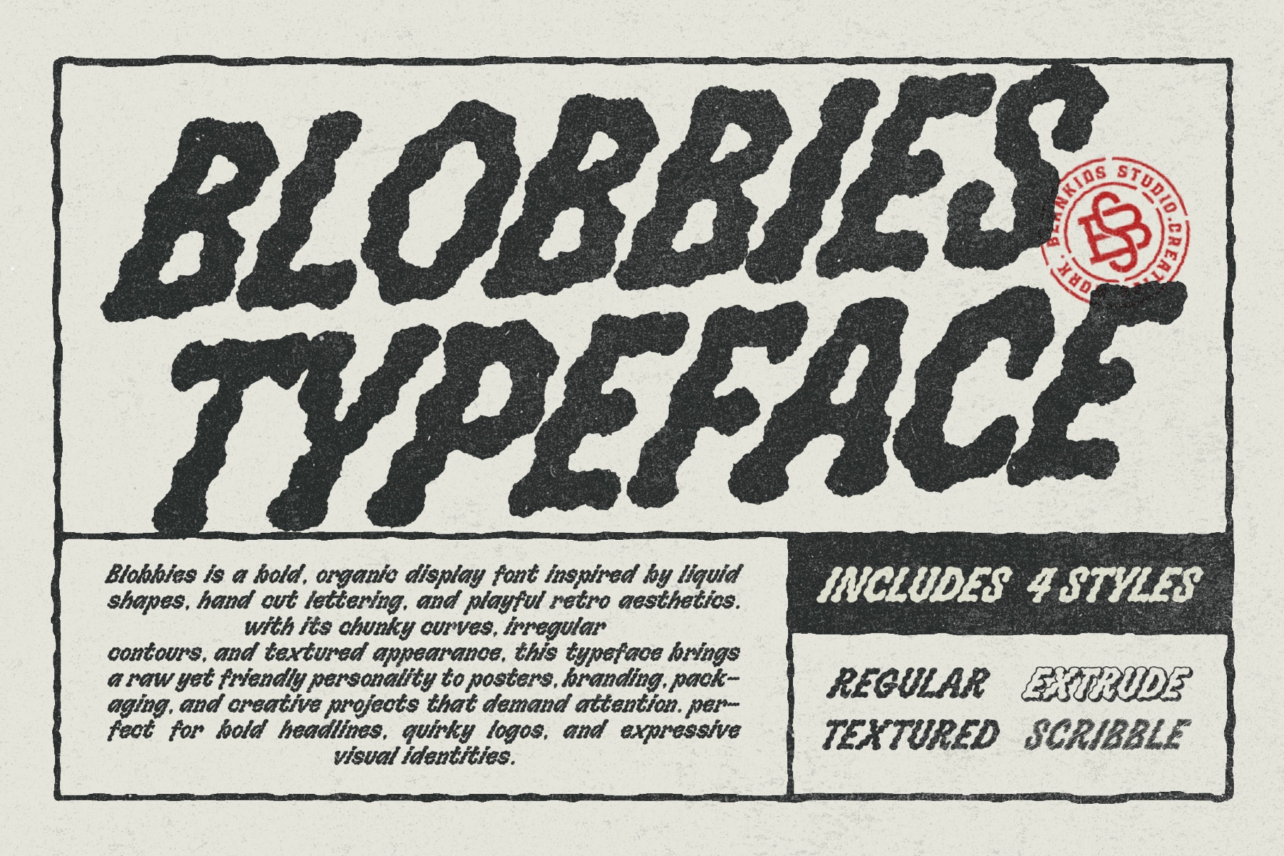 Bloobies –  Distressed Hand Drawn Display Font