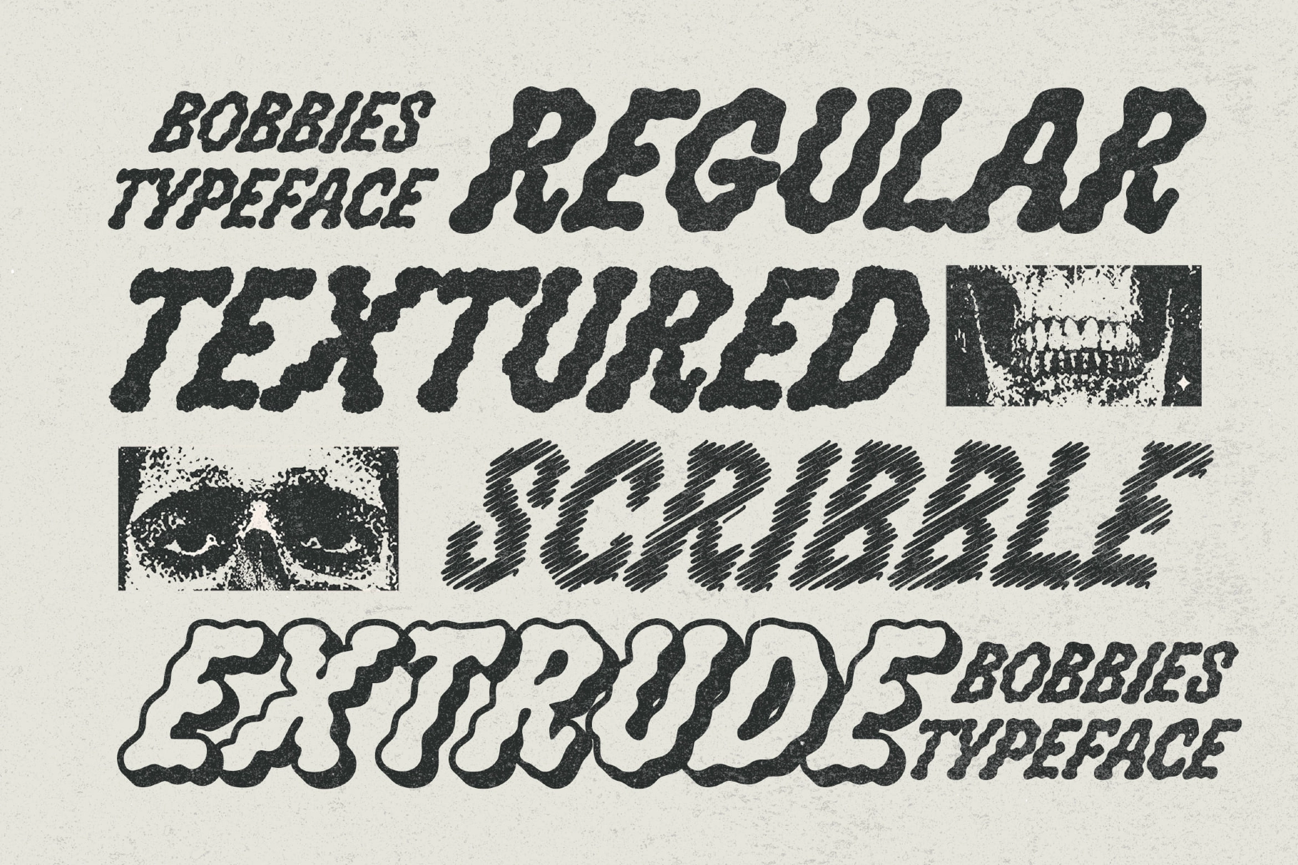 Bloobies –  Distressed Hand Drawn Display Font