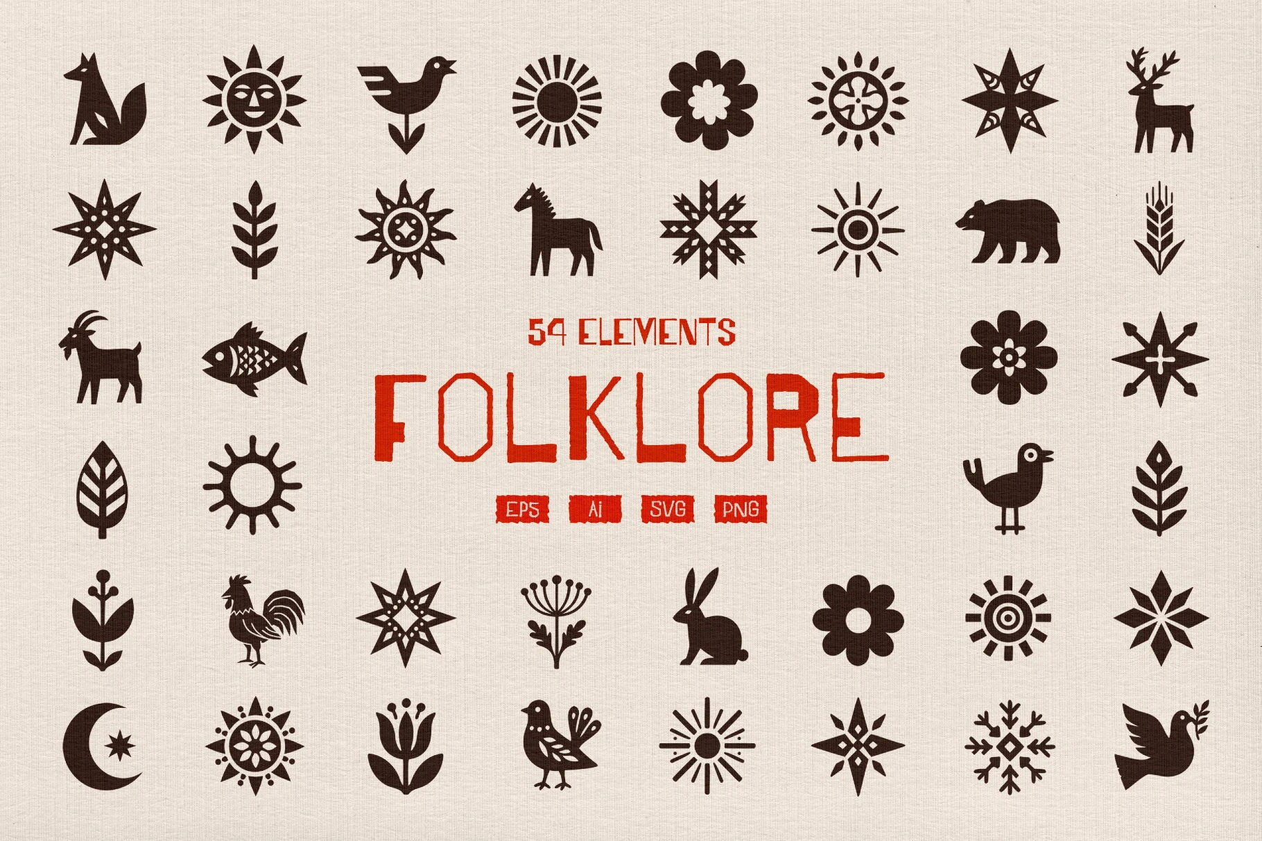 Folklore — 54 Folk Art Vector Elements