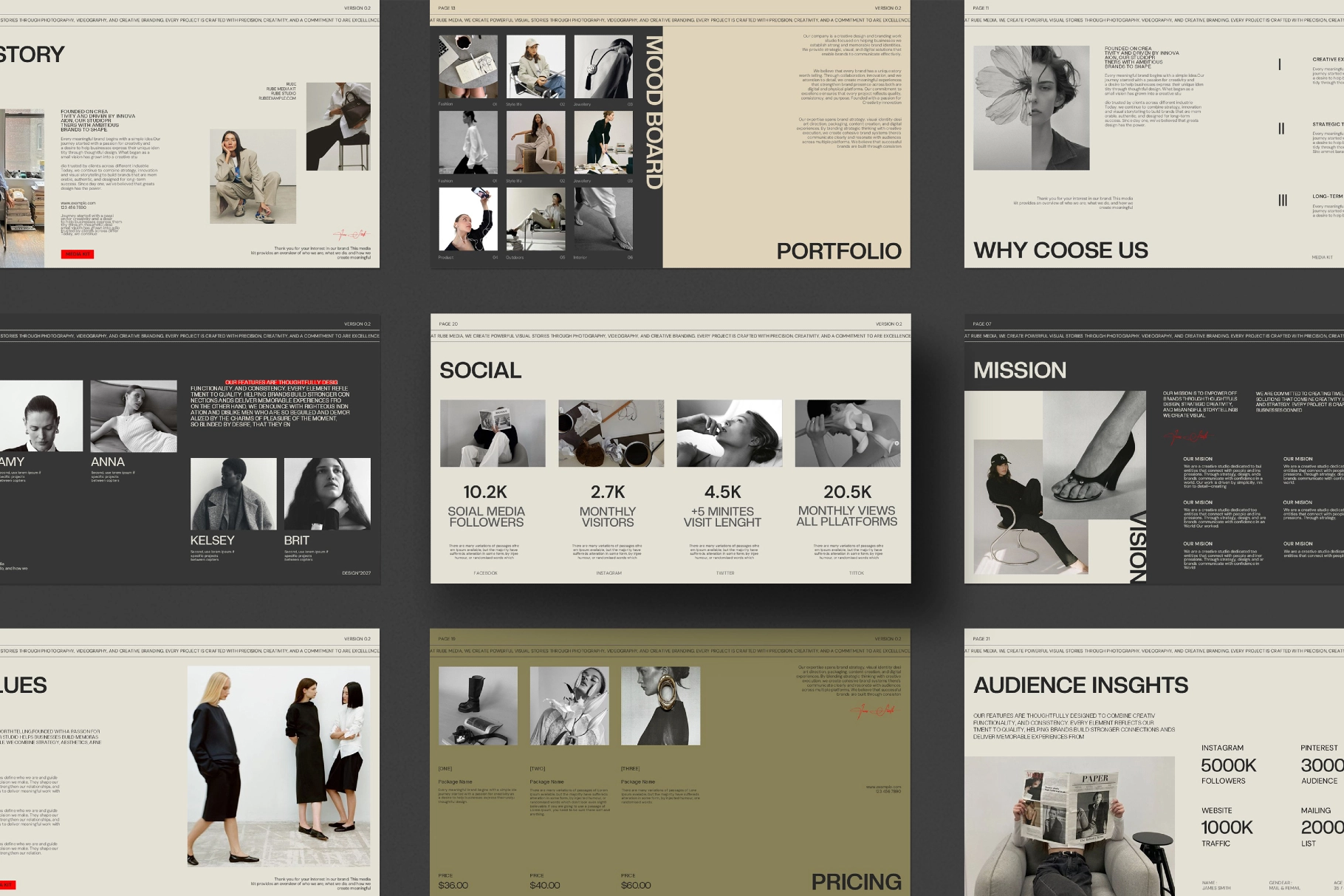 RUBE — Brand Portfolio & Media Kit Template