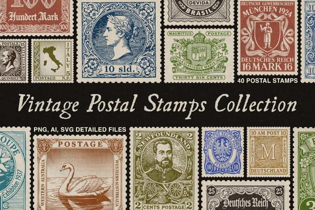 Vintage Postage Stamps Collection