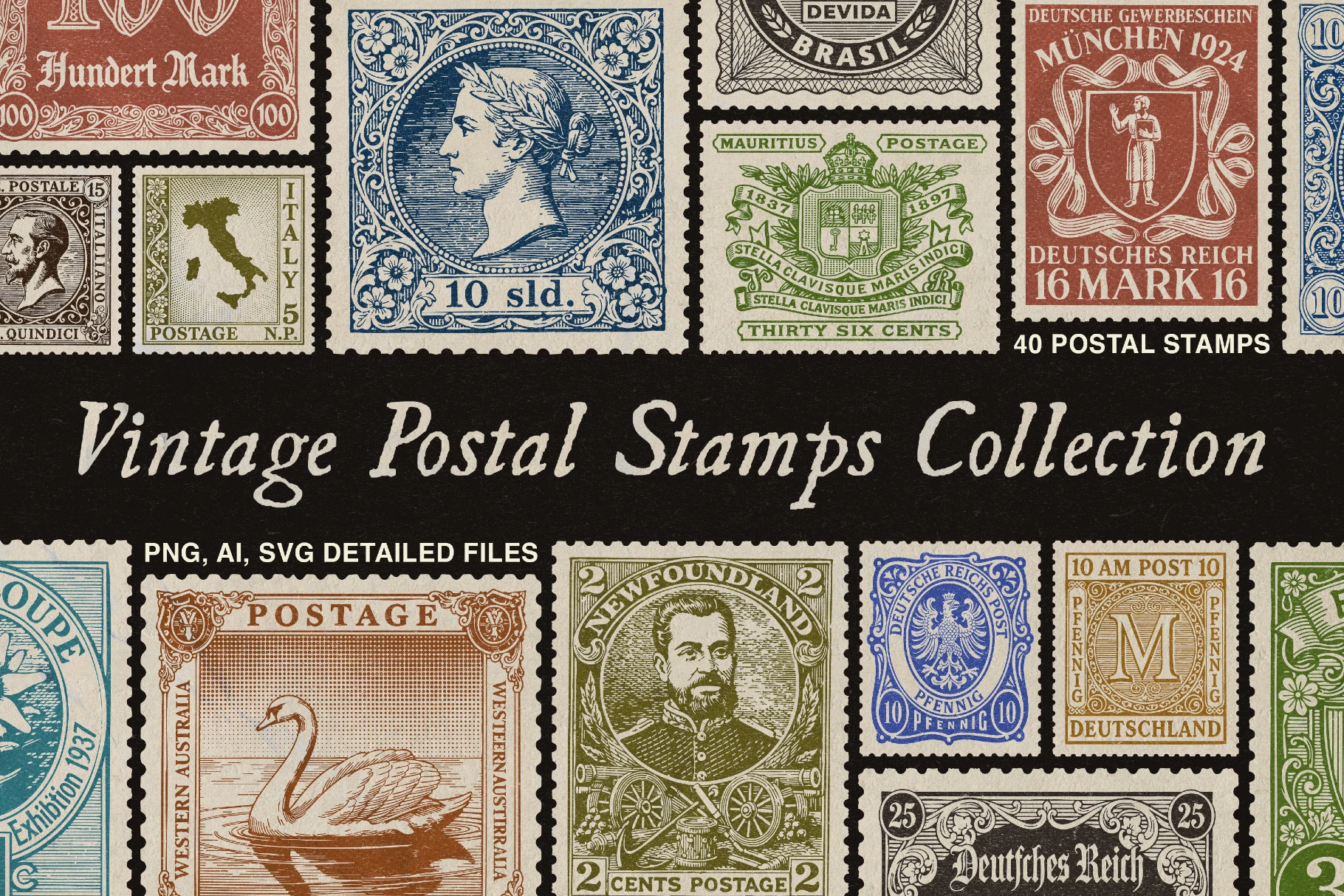 Vintage Postage Stamps Collection