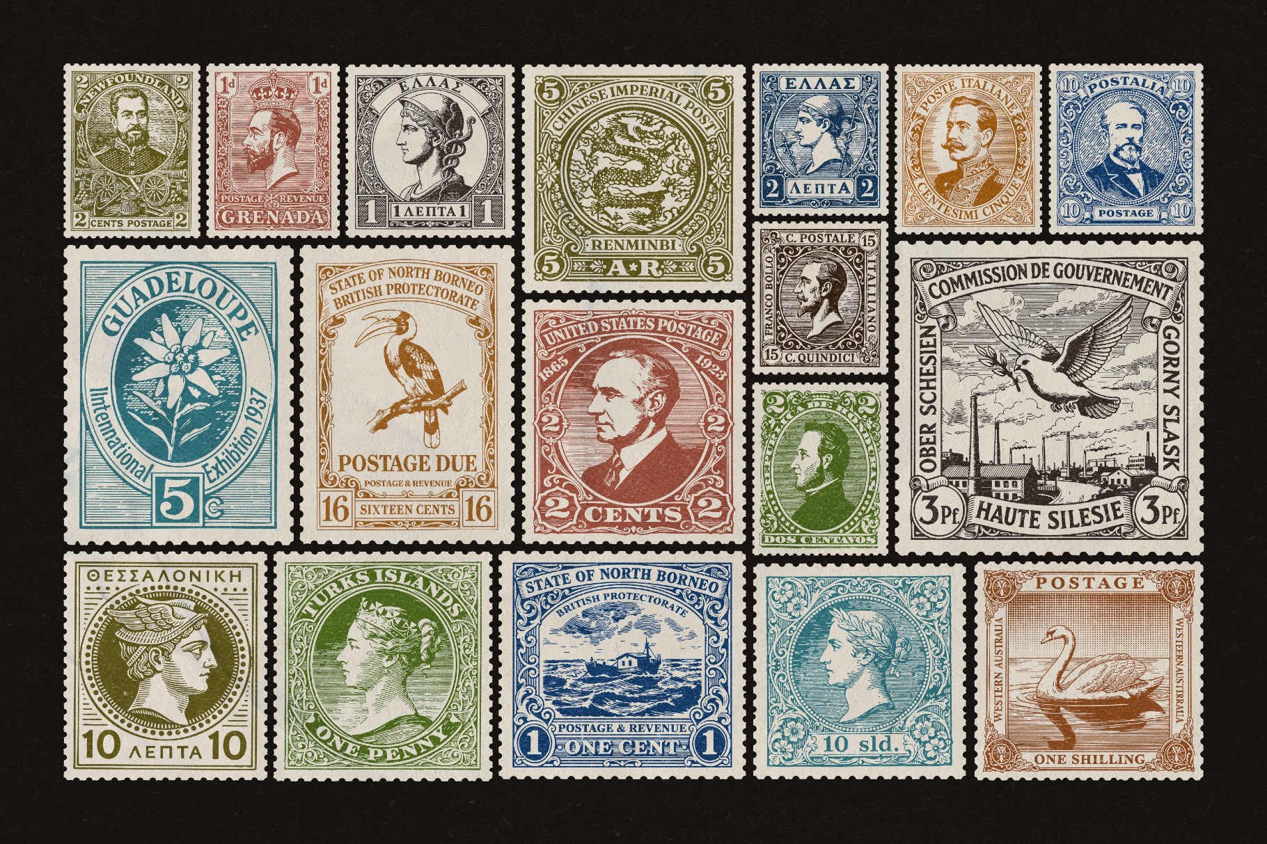 Vintage Postage Stamps Collection