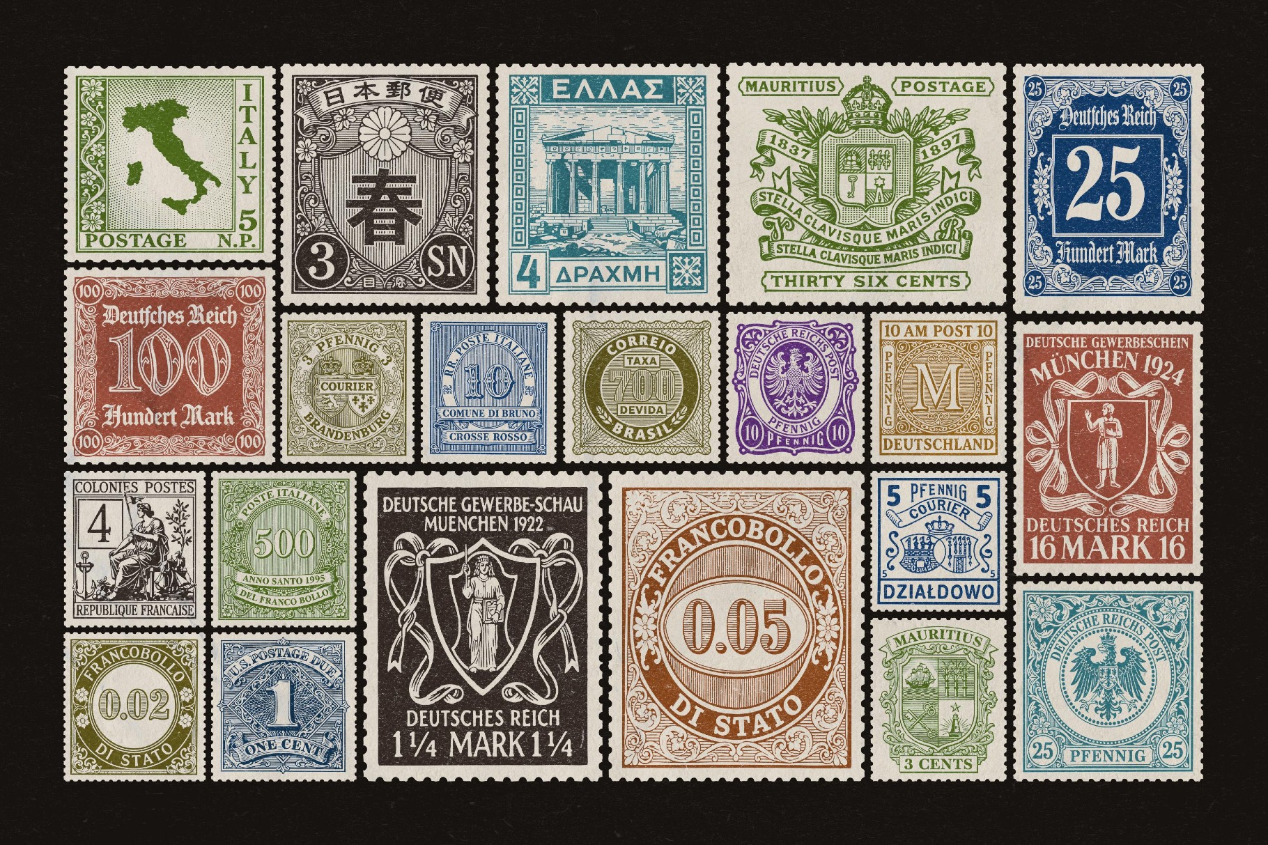 Vintage Postage Stamps Collection