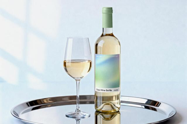 Serving Tray Wine Bottle Mockup