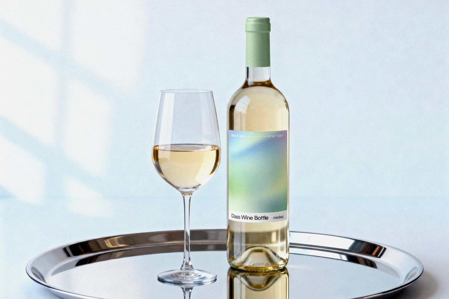 Serving Tray Wine Bottle Mockup