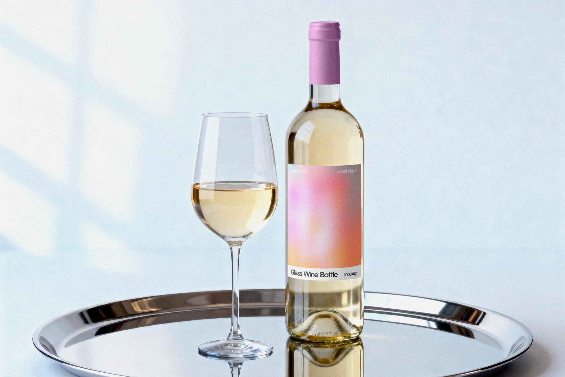 Serving Tray Wine Bottle Mockup