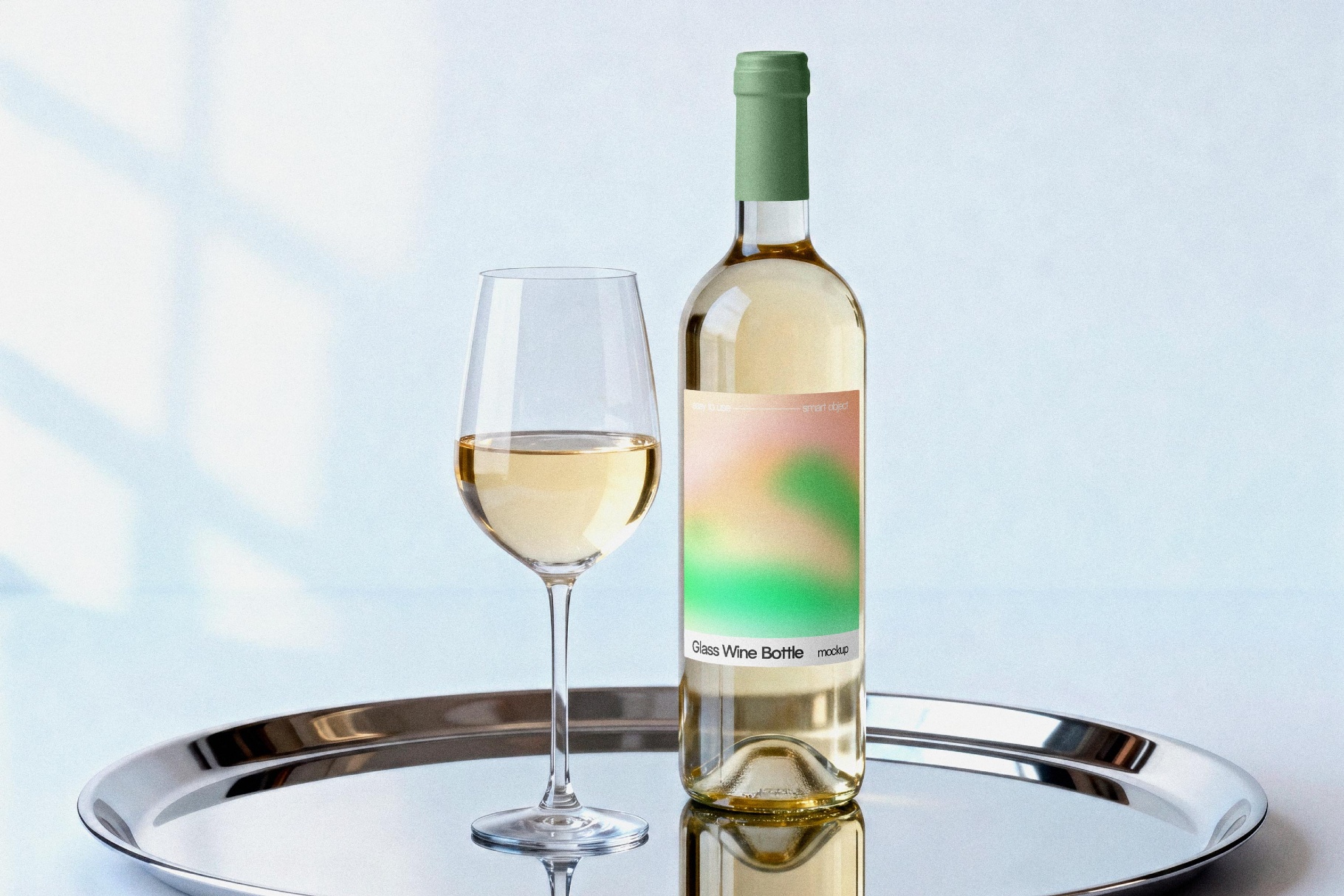 Serving Tray Wine Bottle Mockup