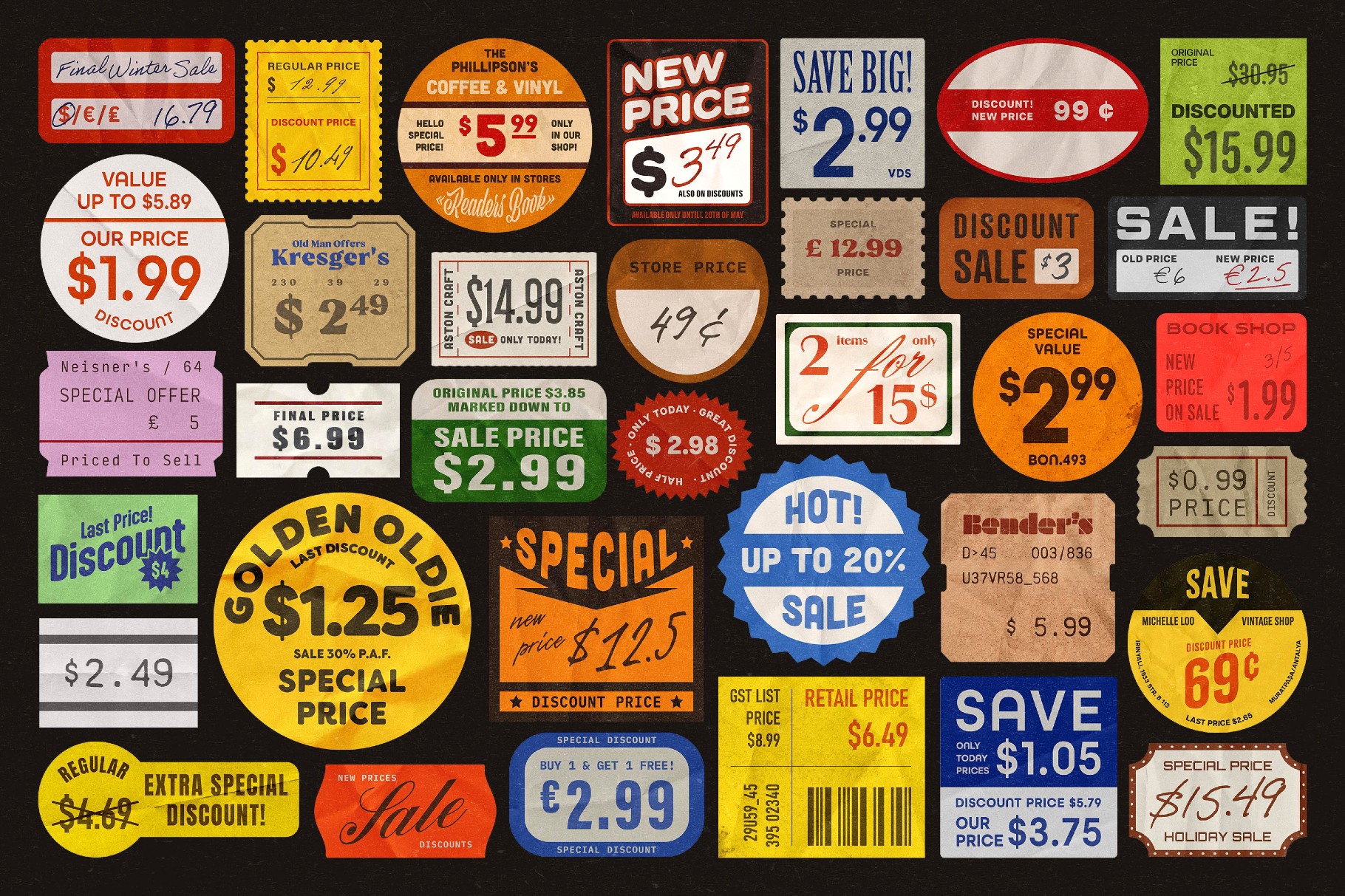 Vintage Price Stickers & Retail Tags