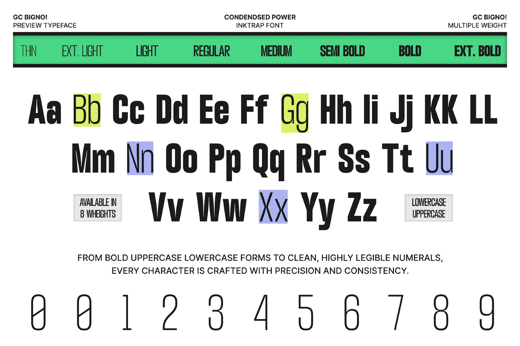 GC Bigno - Condensed Inktrap Grotesk Font