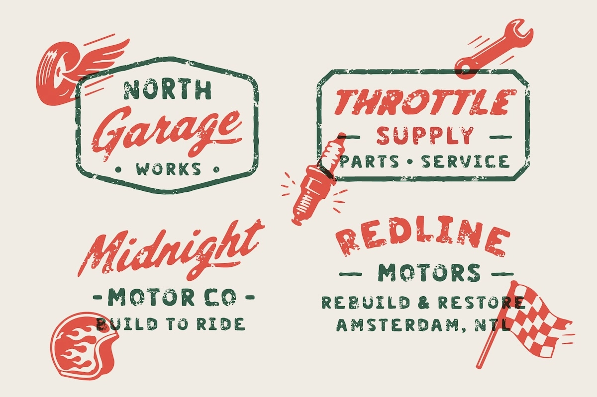 Gearline Motors - Vintage Garage Font Family