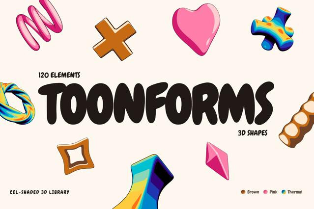 Toonforms - 120 Cel-shaded 3D Shapes