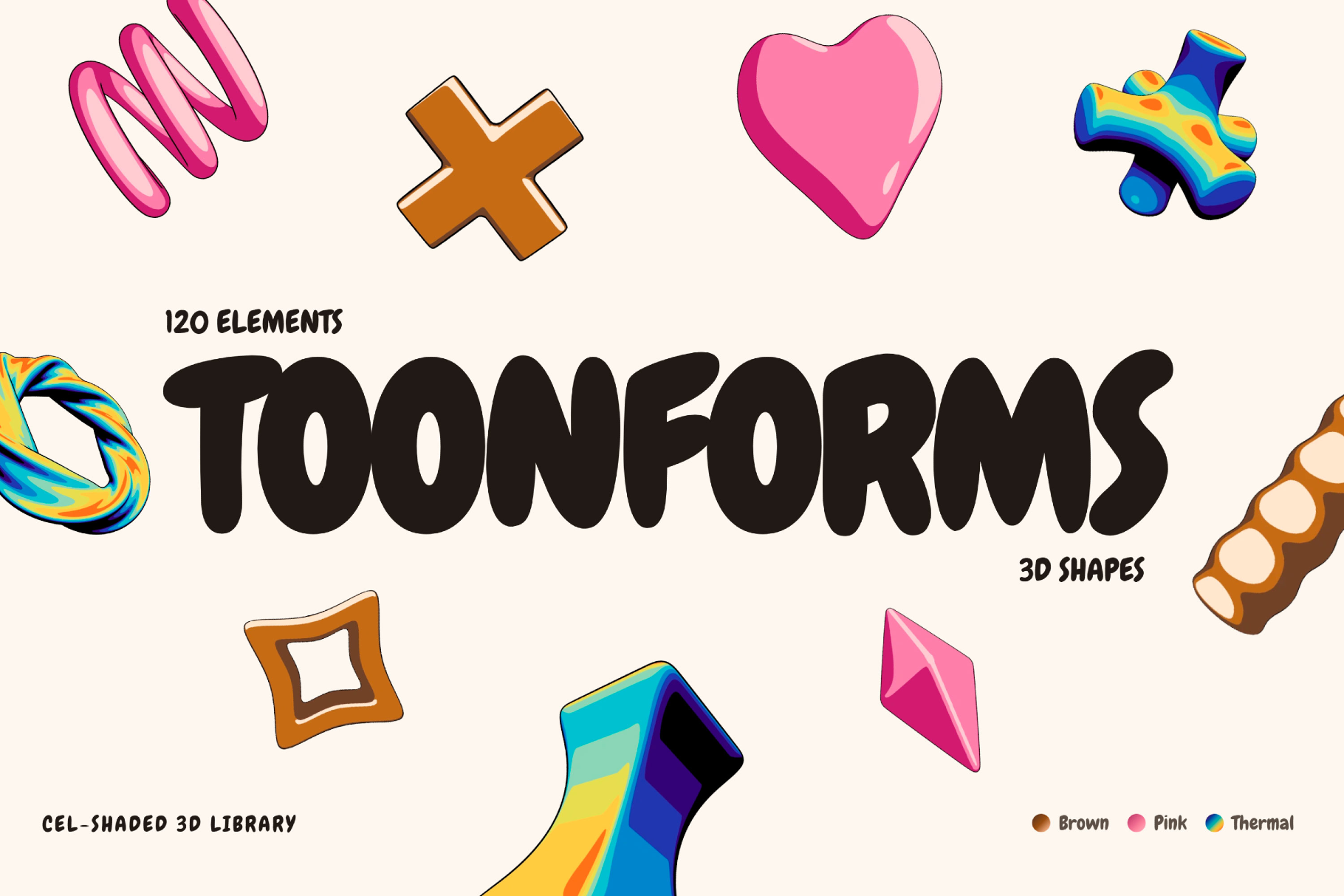 Toonforms - 120 Cel-shaded 3D Shapes