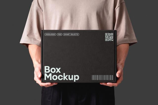 Box In Hands Mockup