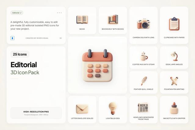 3D Editorial Icons