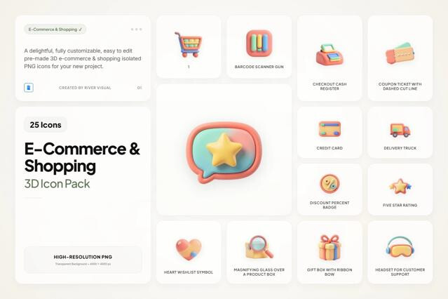 3D E-Commerce & Shopping Icons