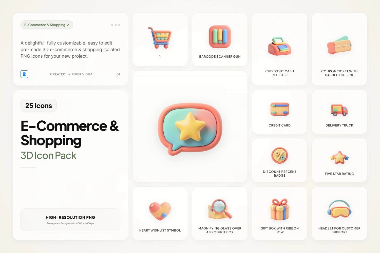 3D E-Commerce & Shopping Icons