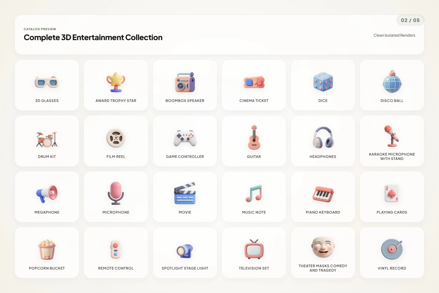 3D Entertainment Icons