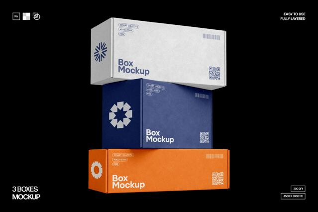 Stacked Shipping Boxes Mockup