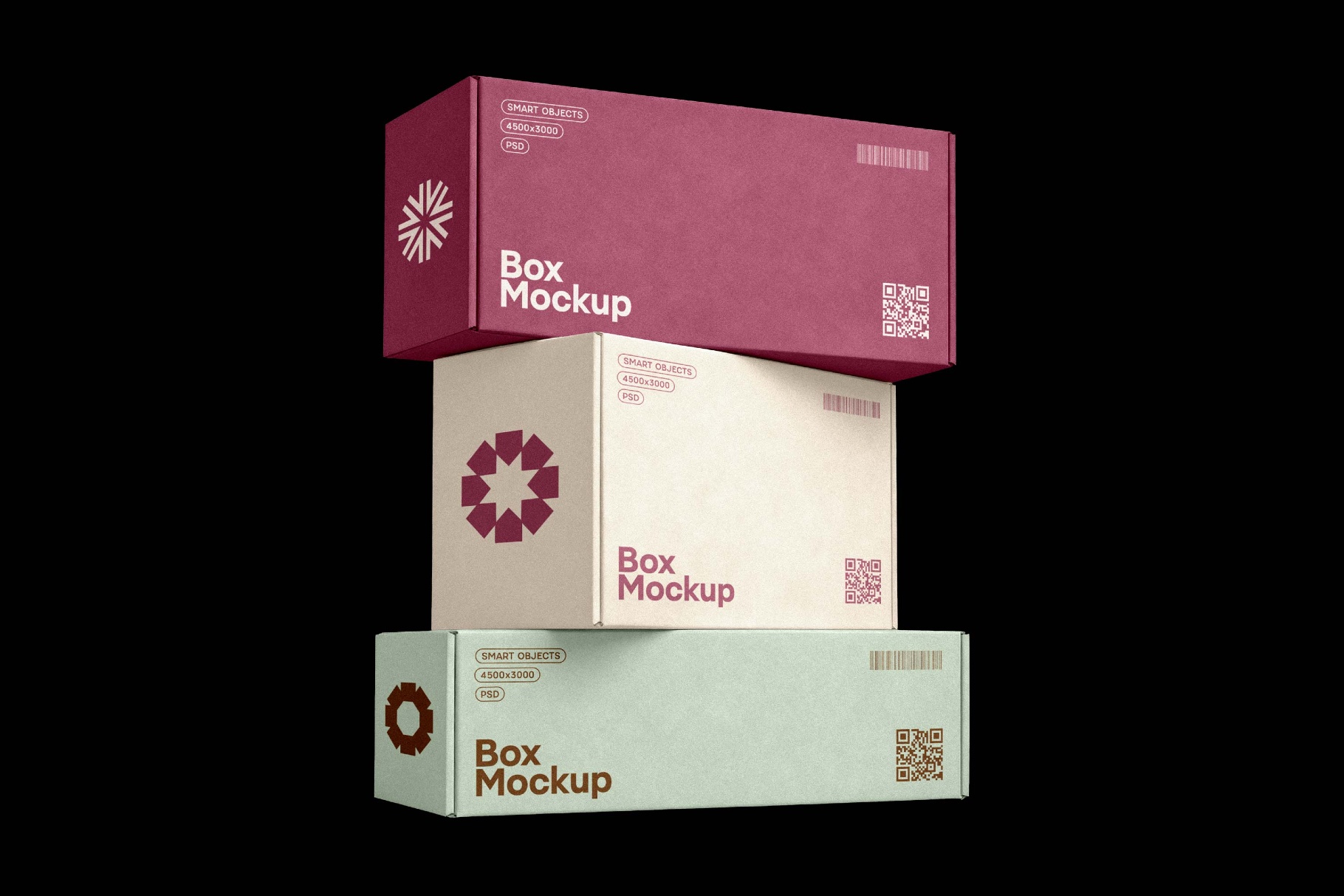 Stacked Shipping Boxes Mockup