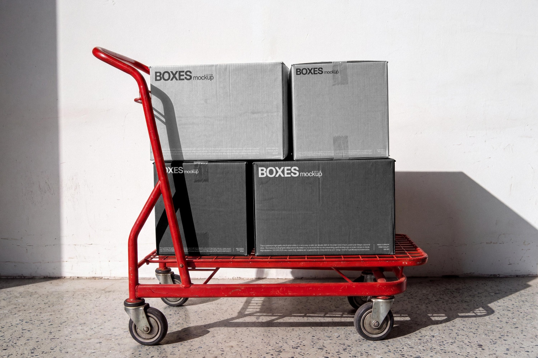 Boxes Mockup on a Trolley