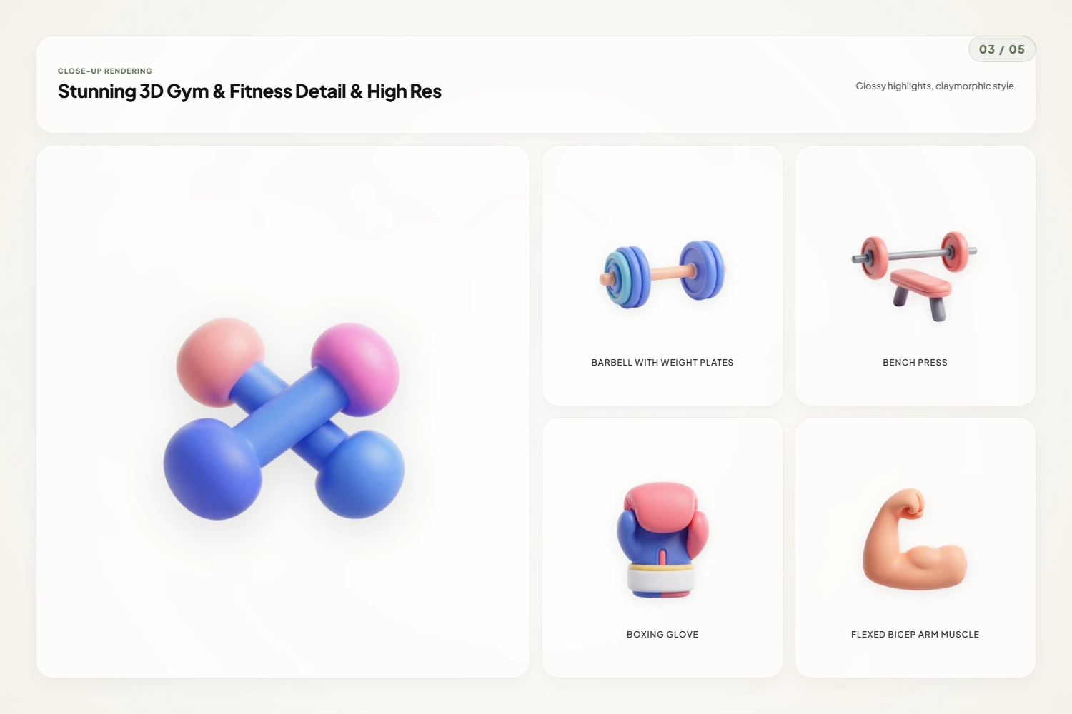 3D Gym & Fitness Icons