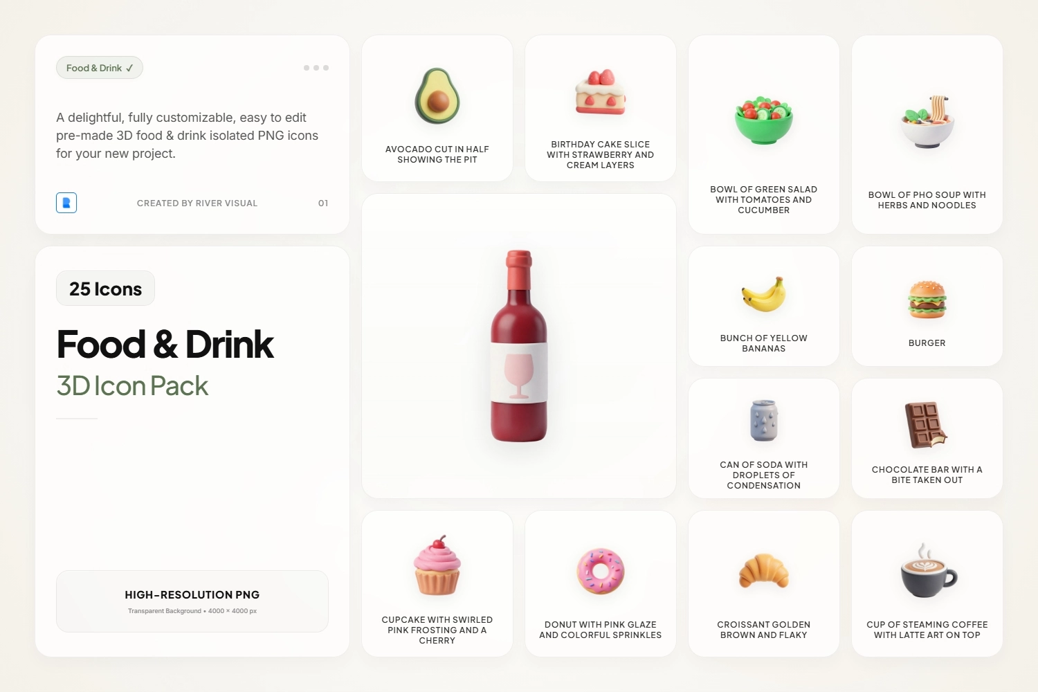 Food & Drink Claymorphic 3D Icons