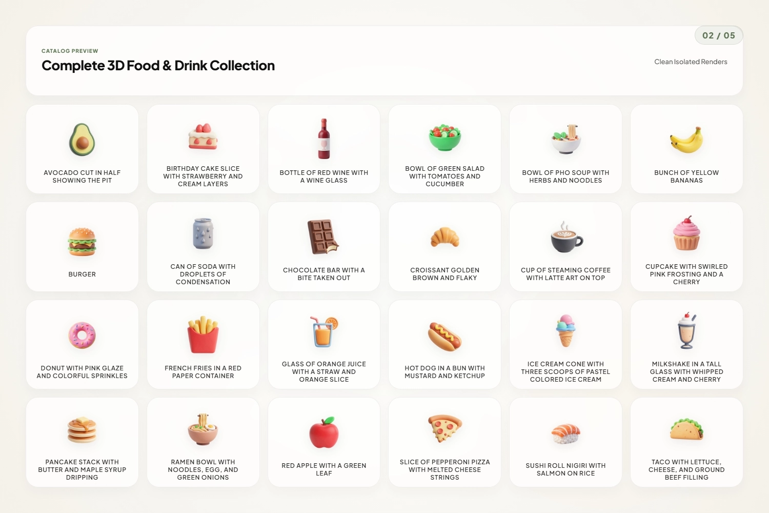 Food & Drink Claymorphic 3D Icons