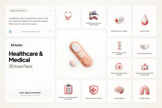 Health & Medical Claymorphic 3D Icons