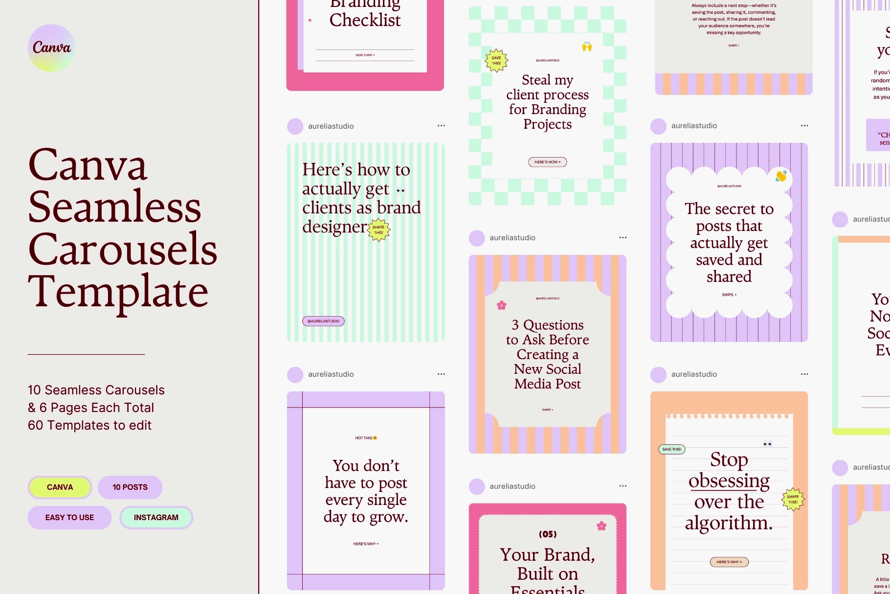 Pastel Stripe Seamless Carousels Template