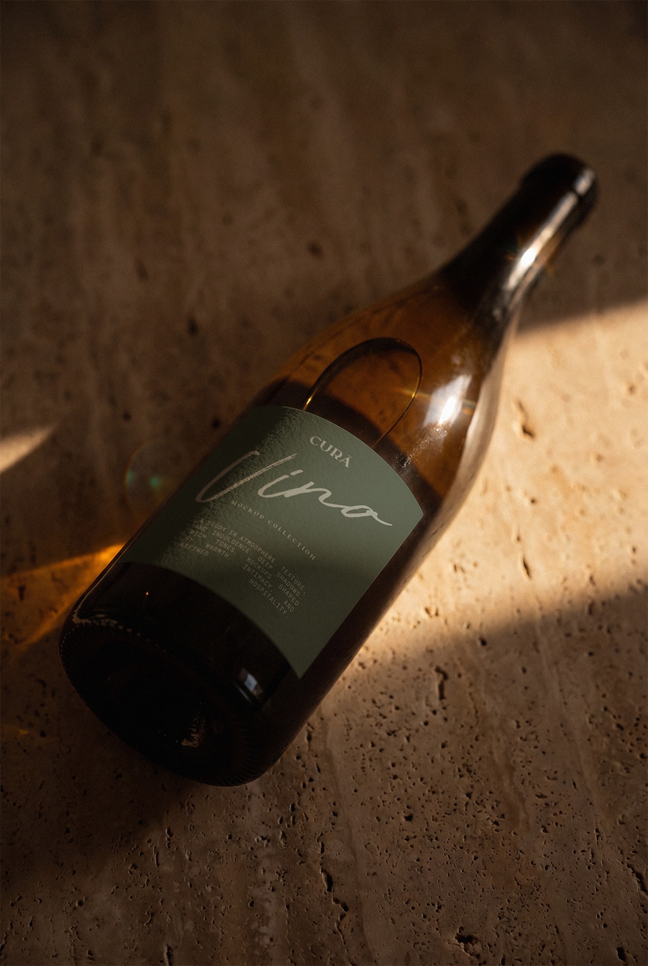 Reclining Wine Bottle Mockup