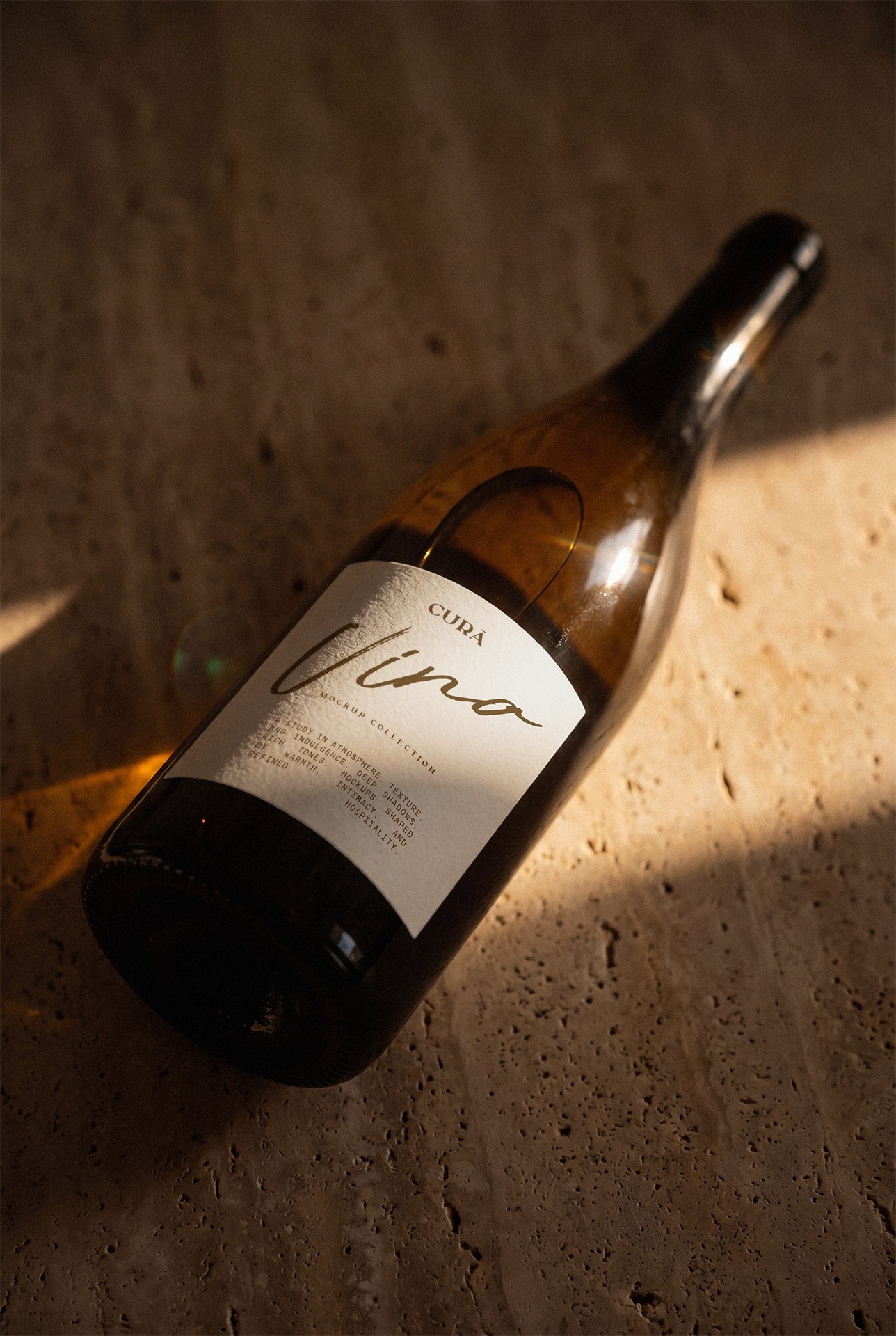 Reclining Wine Bottle Mockup