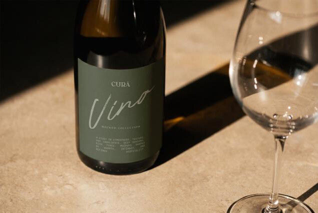 Wine Bottle & Glass Tabletop Mockup