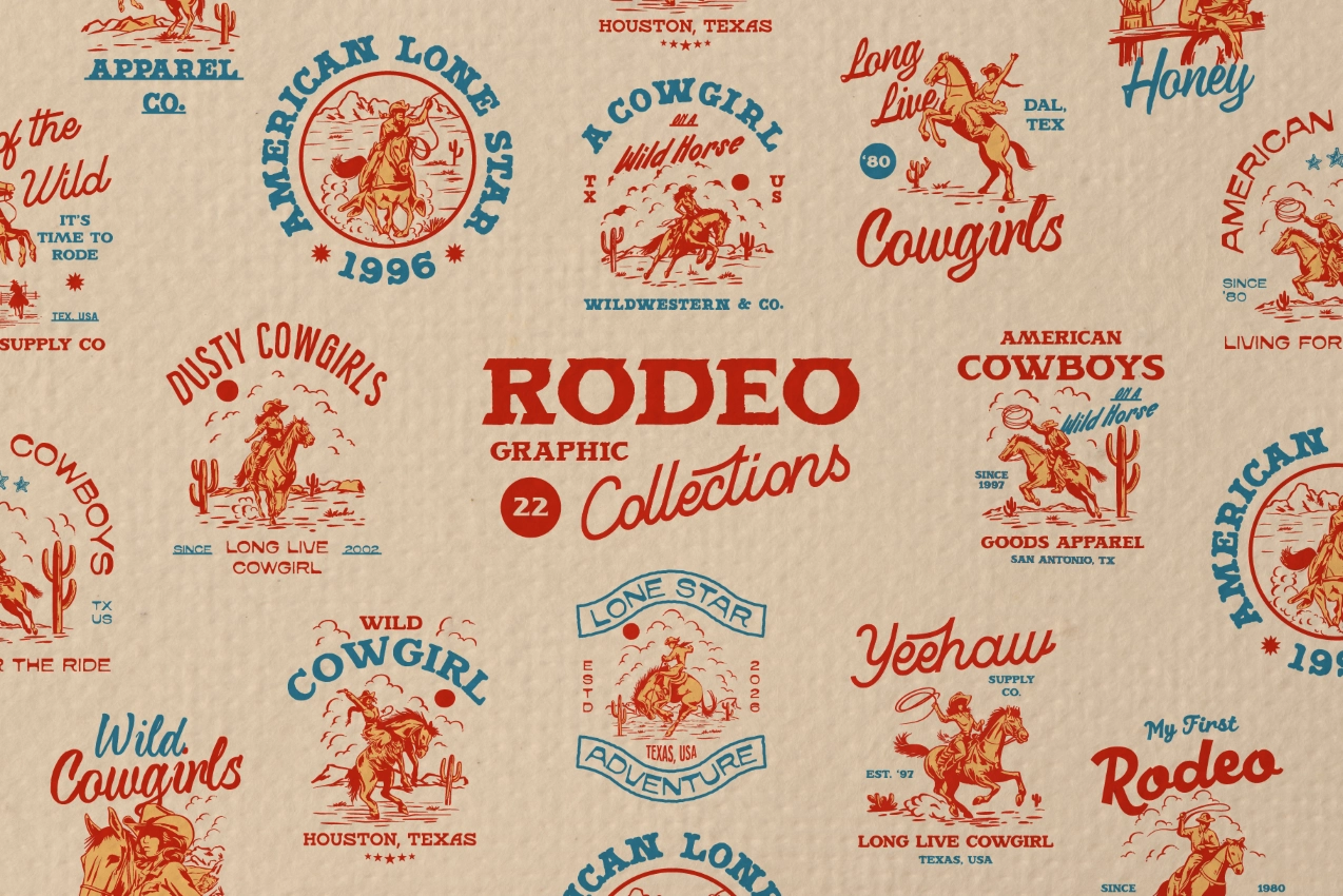 Wild Rodeo Illustrations & Badges
