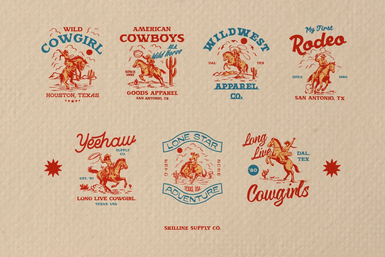 Wild Rodeo Illustrations & Badges