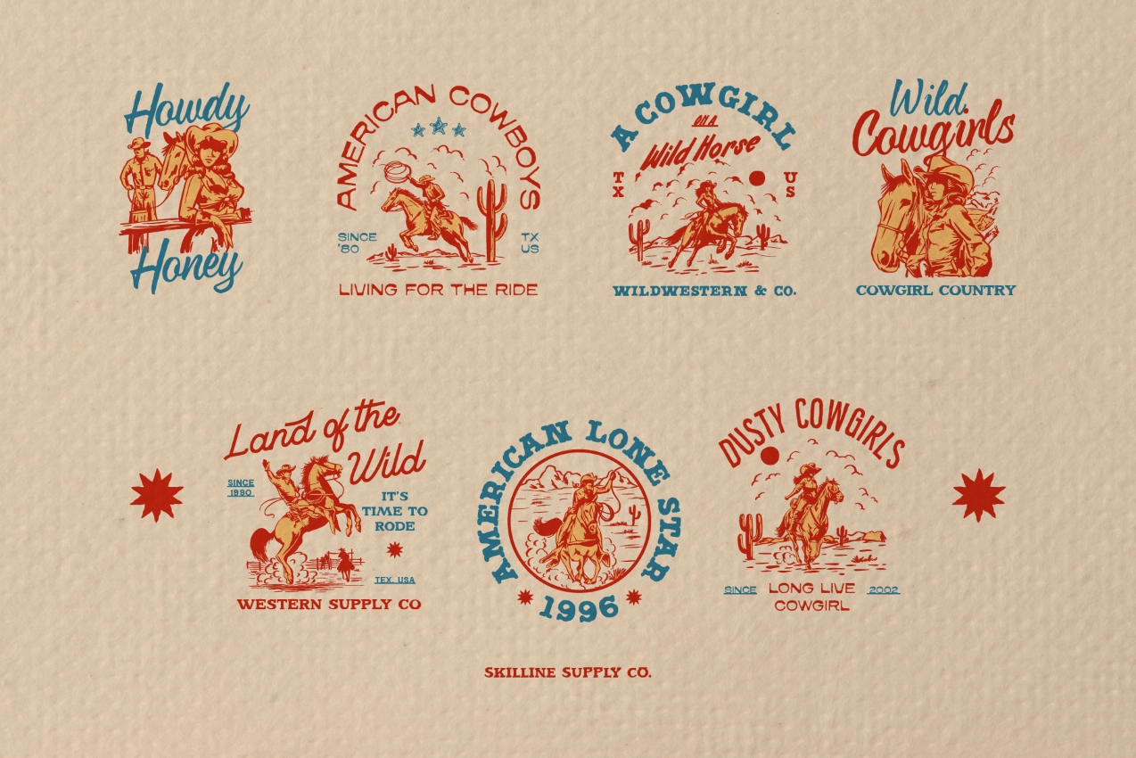 Wild Rodeo Illustrations & Badges