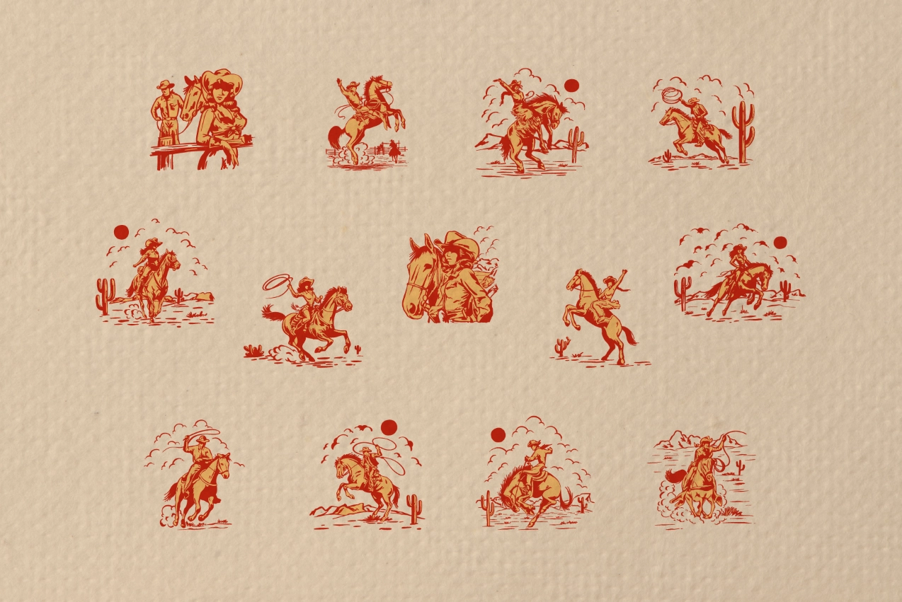 Wild Rodeo Illustrations & Badges