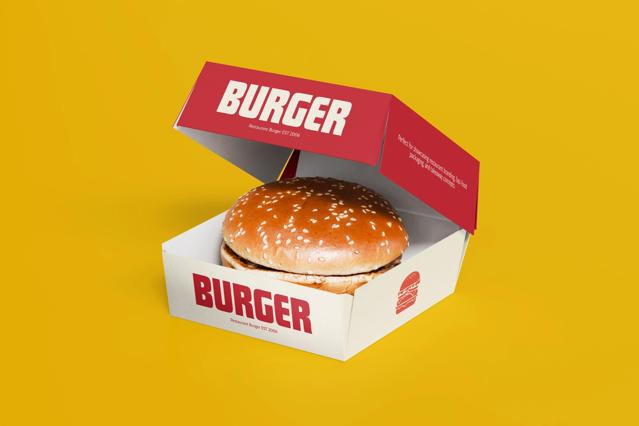 Burger Box Packaging Mockup