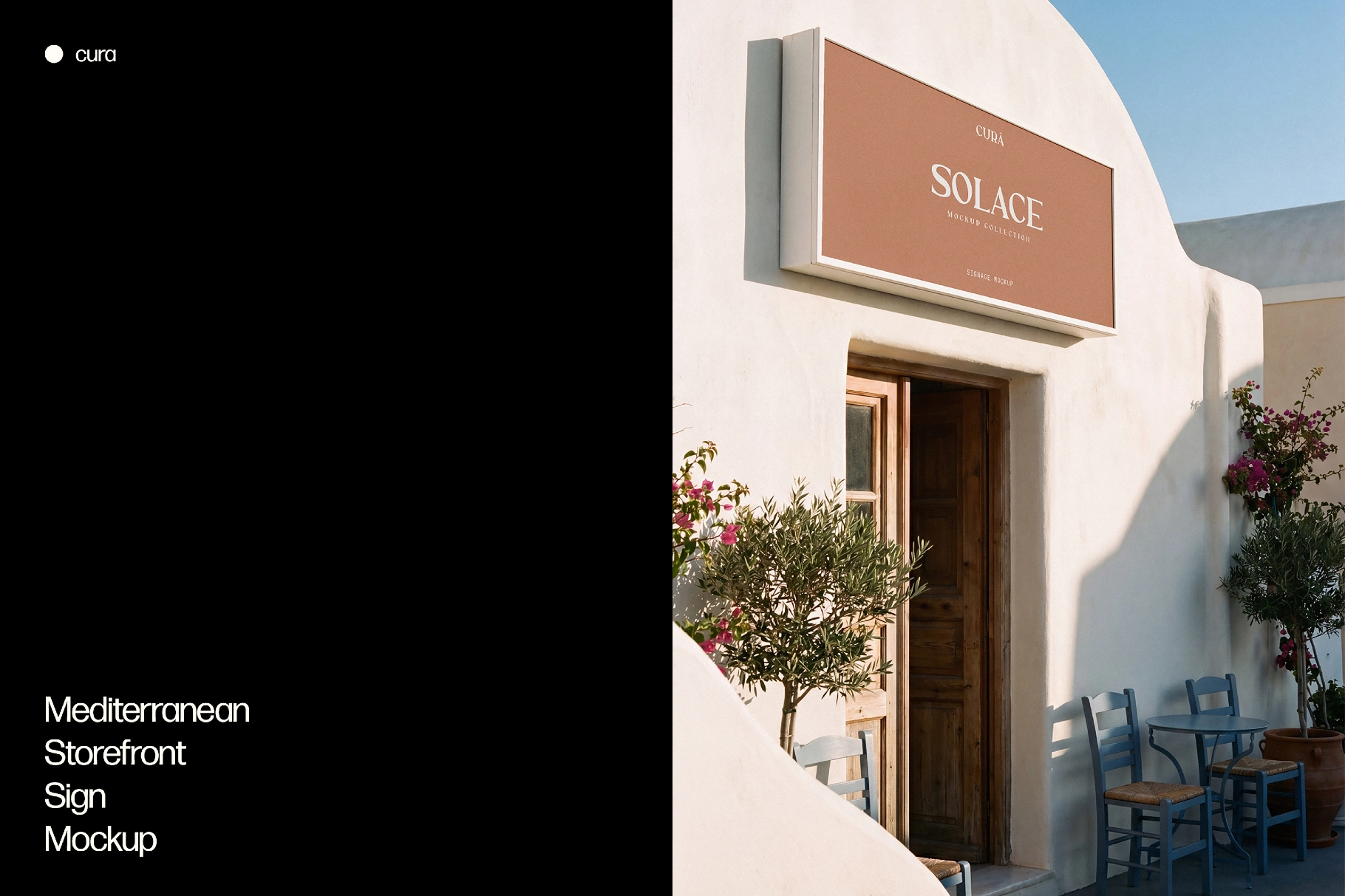 Mediterranean Storefront Sign Mockup