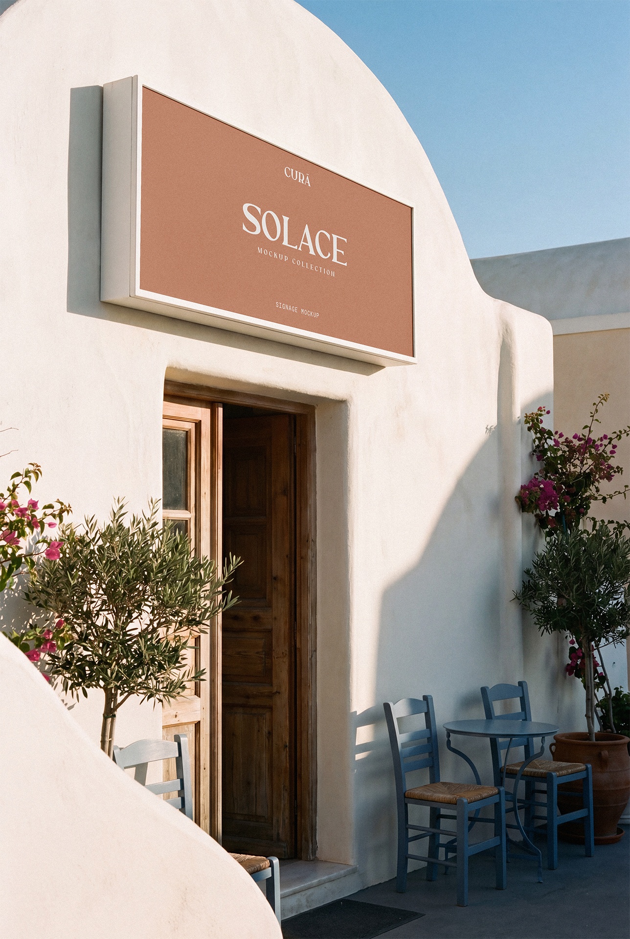 Mediterranean Storefront Sign Mockup