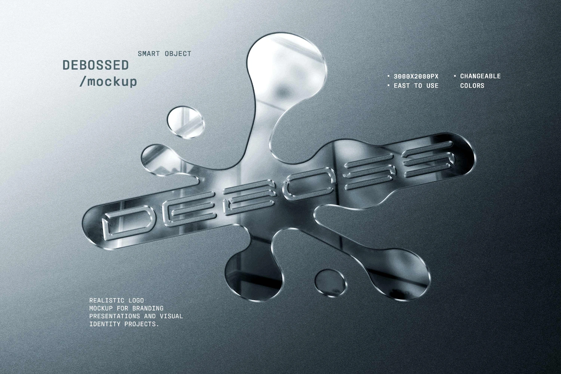 Debossed Glass Metal Mockup