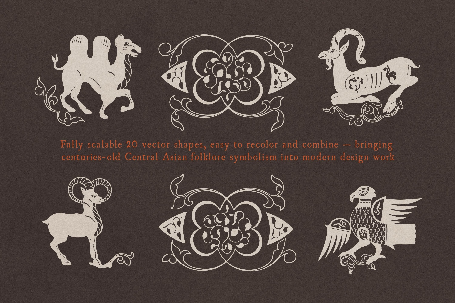 Animalist Folklore. 20 Folk Art Vector Elements